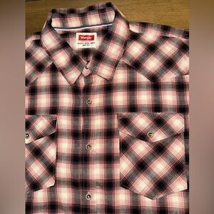 Wrangler Flannel Shirt Women's XXL Plaid Western Riding Rodeo Outdoor Pink White